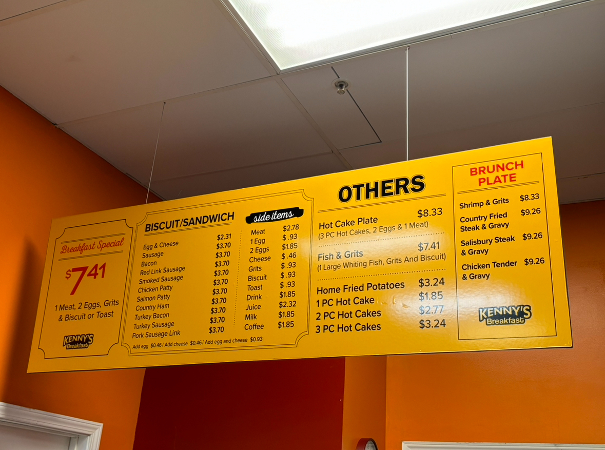 Kenny’s Breakfast Menu