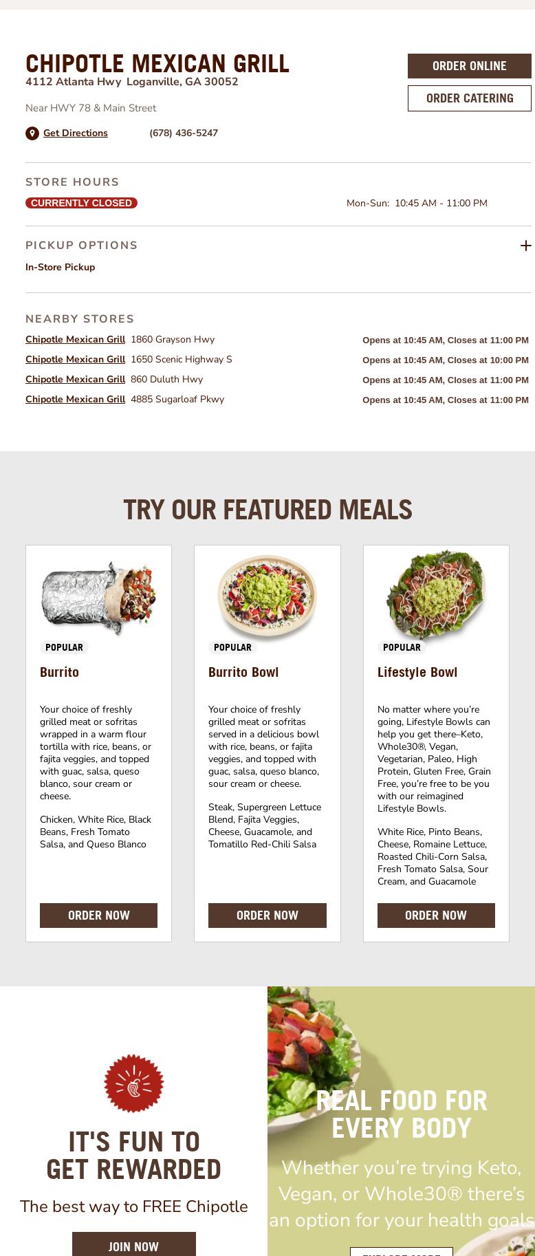 Chipotle Mexican Grill Menu