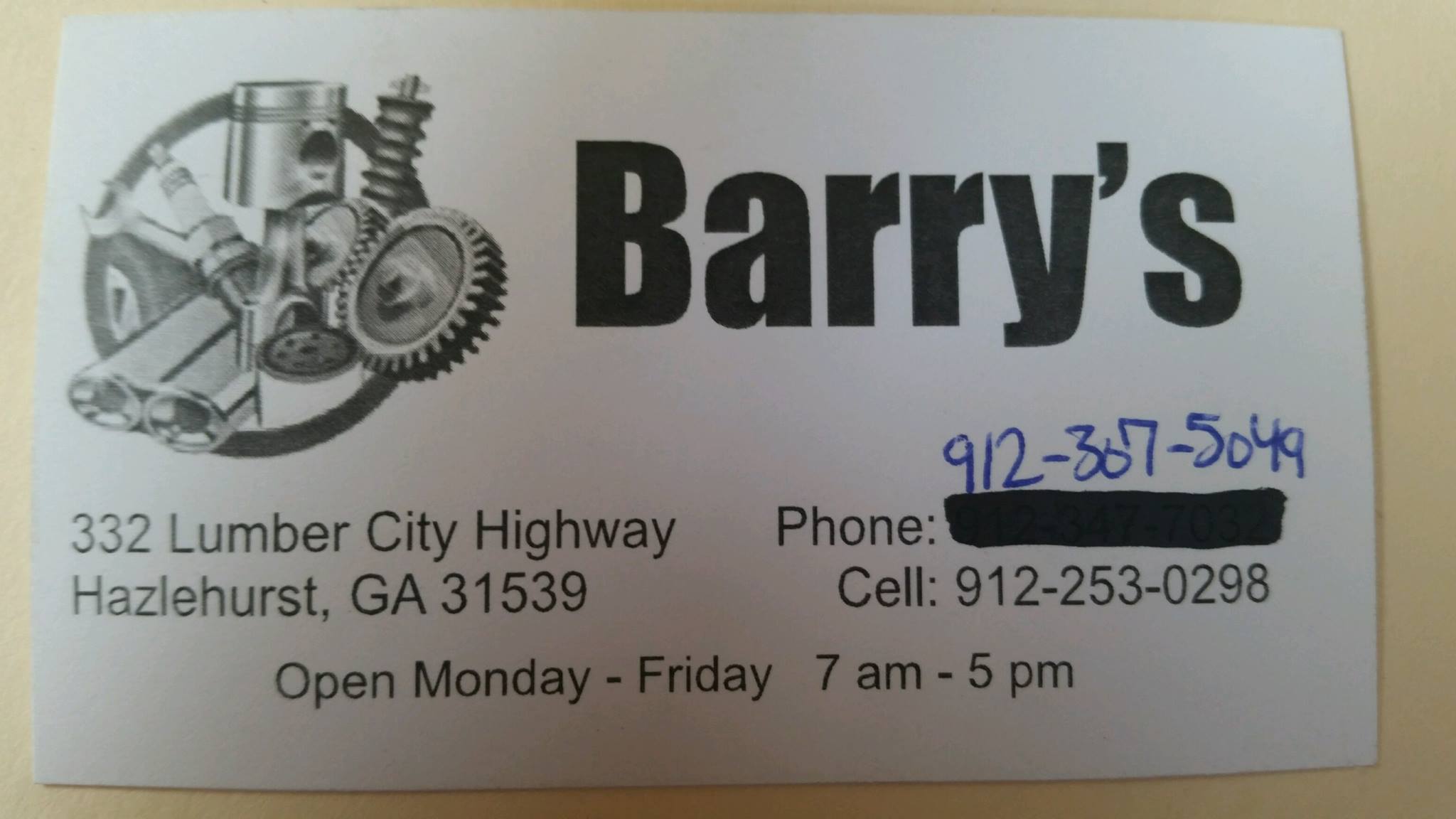 Barry's Auto Repair 332 Lumber City Hwy, Hazlehurst Georgia 31539