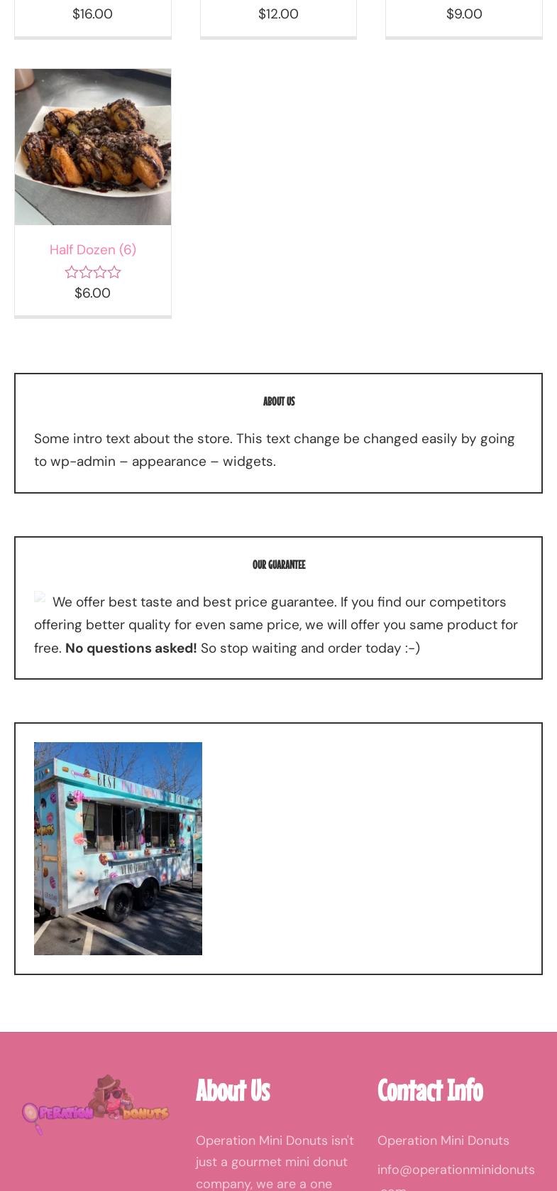 Operation Mini Donuts Menu