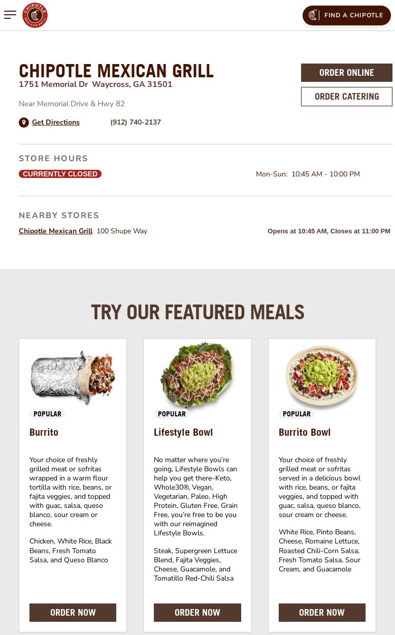Chipotle Mexican Grill Menu