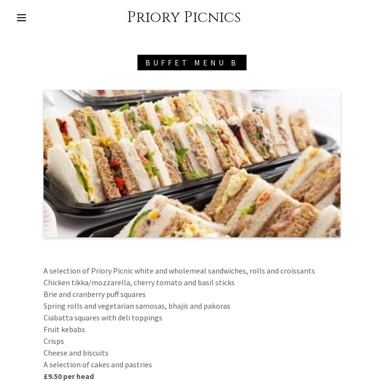 Priory Picnics Menu