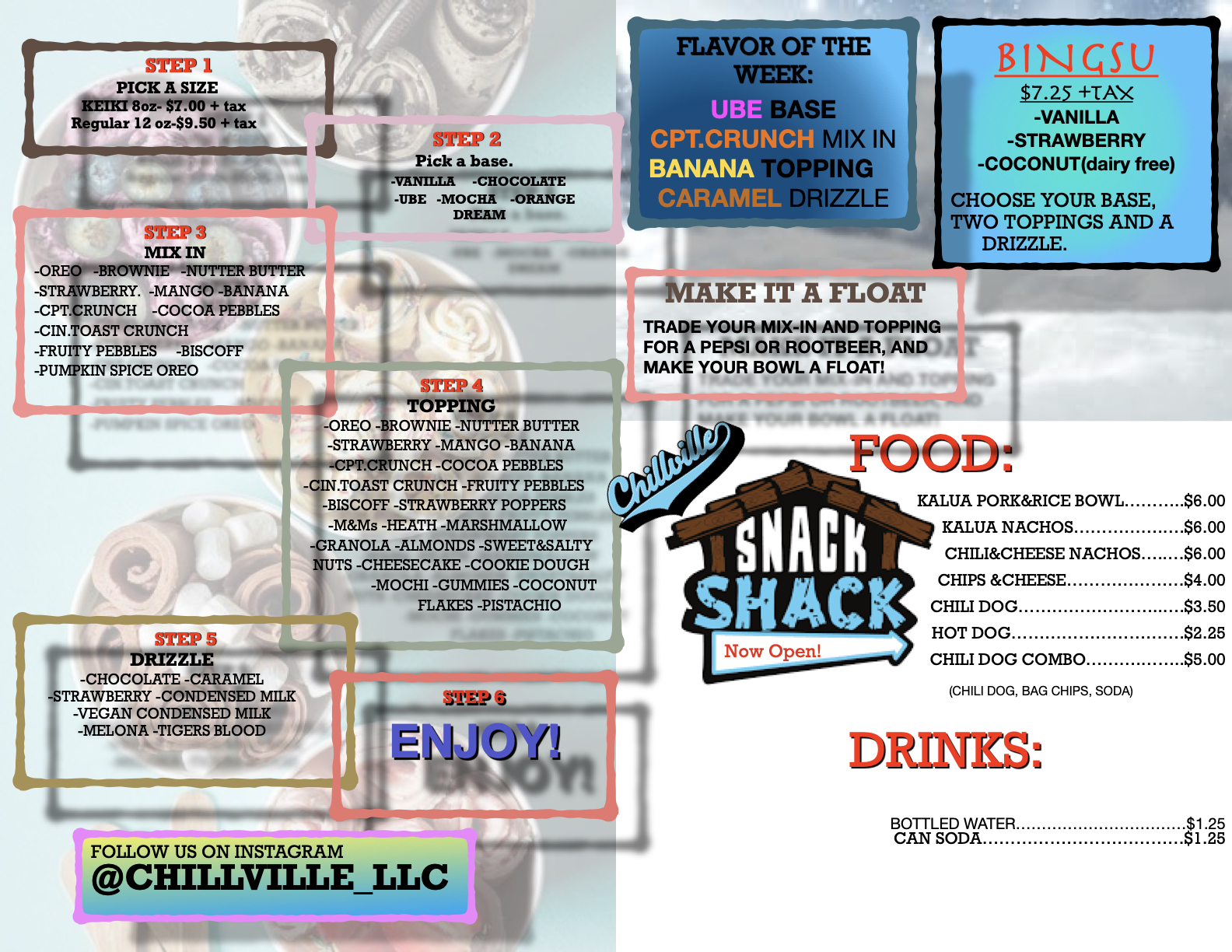 Chillville LLC Menu