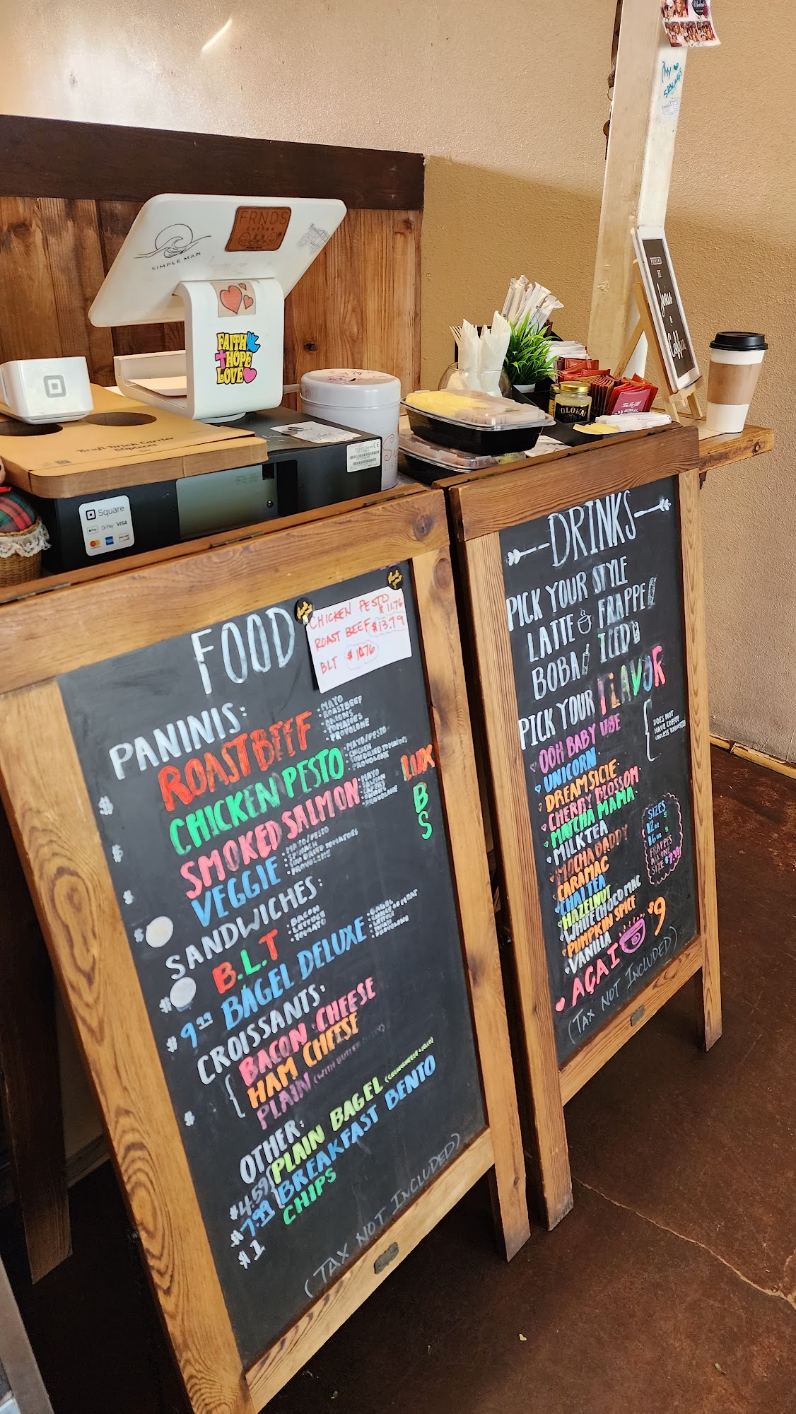 Friends and Coffee Menu