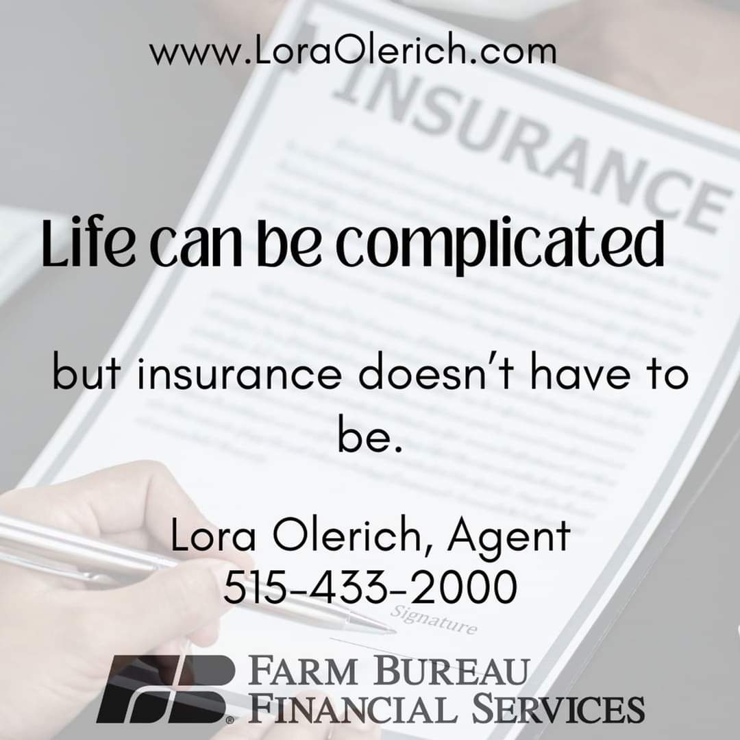 Farm Bureau Financial Services: Lora Olerich 724 Allen St #102, Boone Iowa 50036