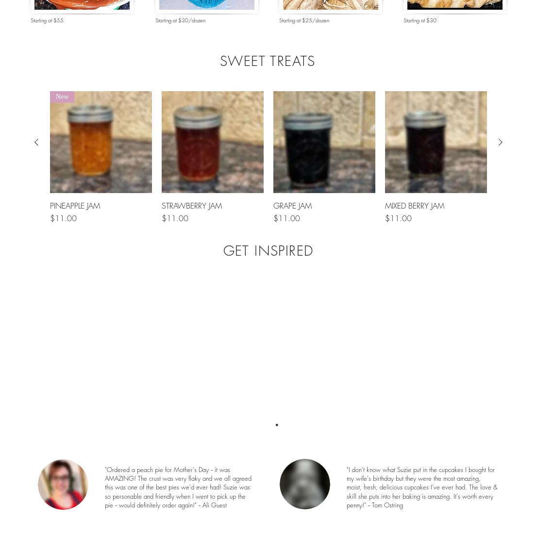 Suzie's Sweet Treats Menu