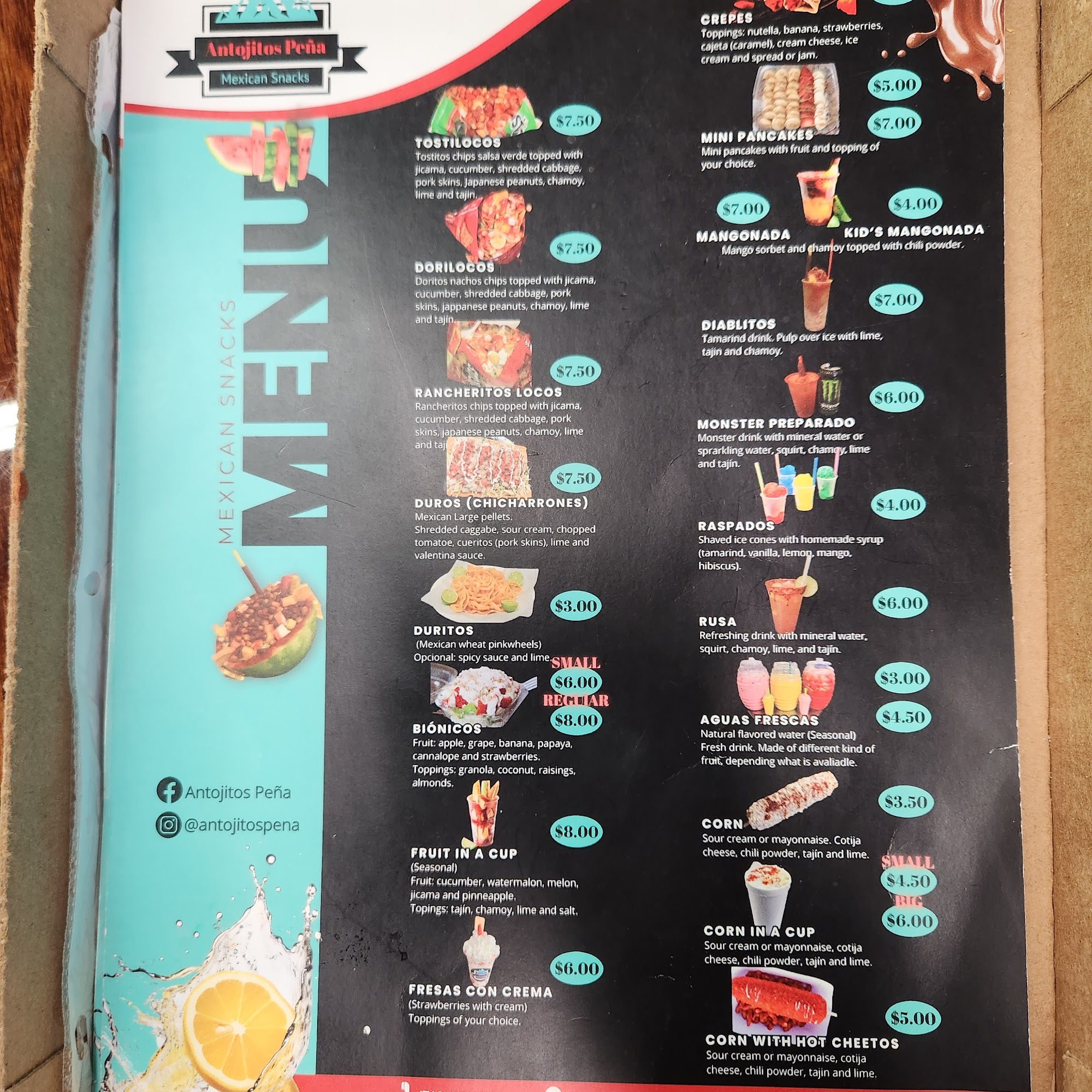 Antojitos Pena Menu