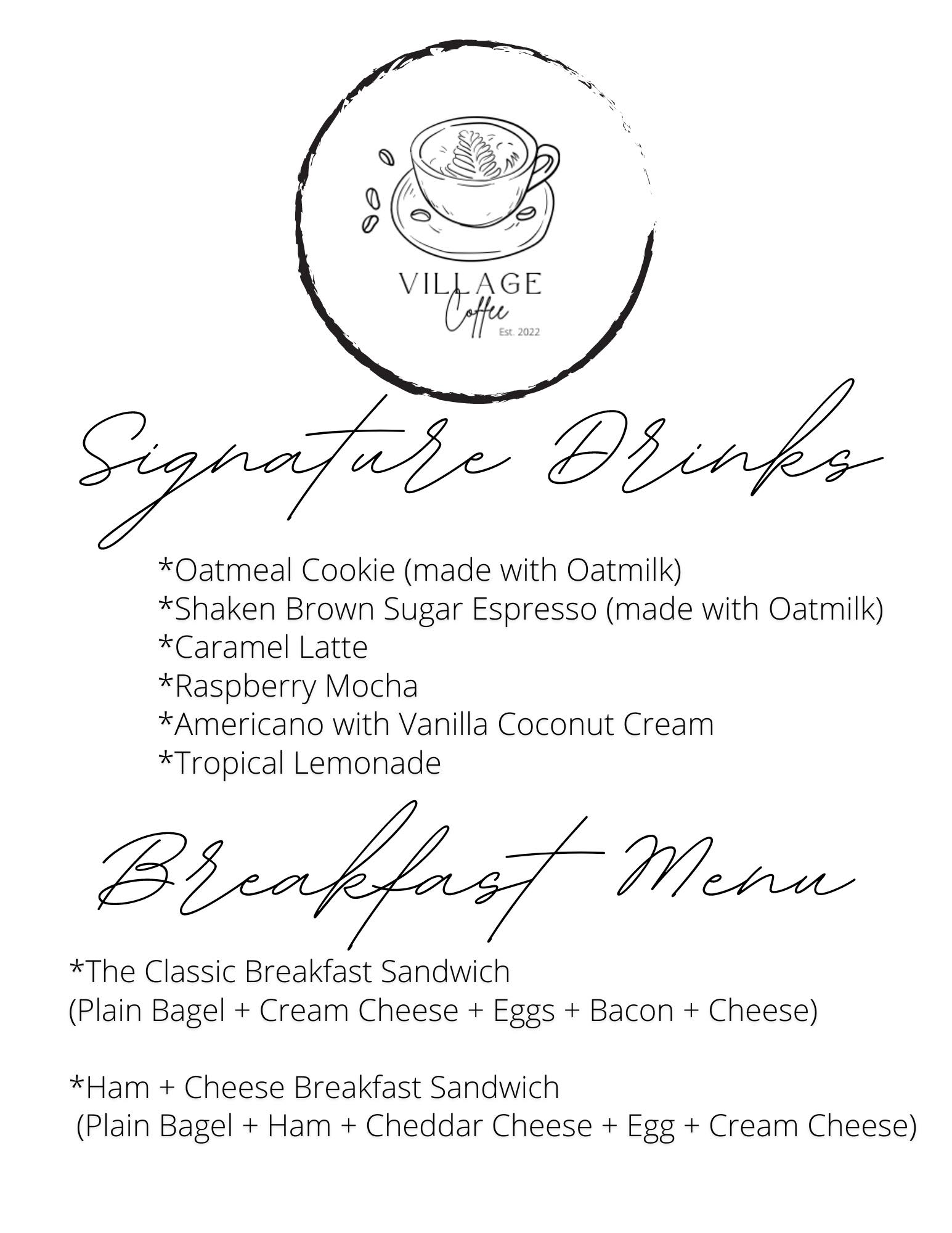 Village Coffee Menu