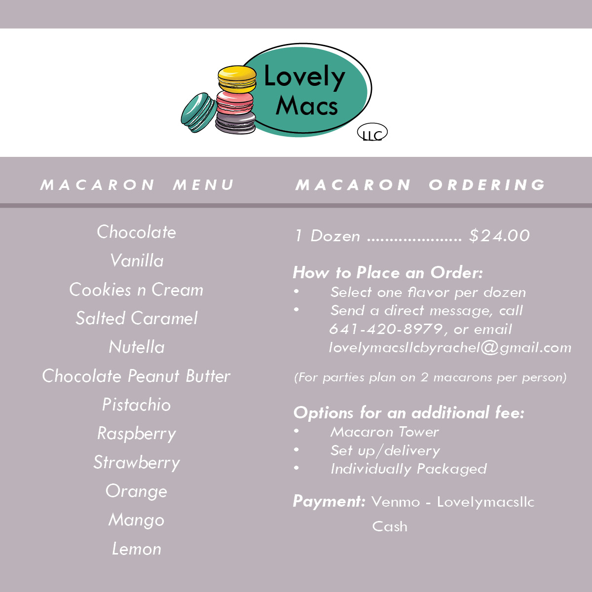 Lovely Macs Menu