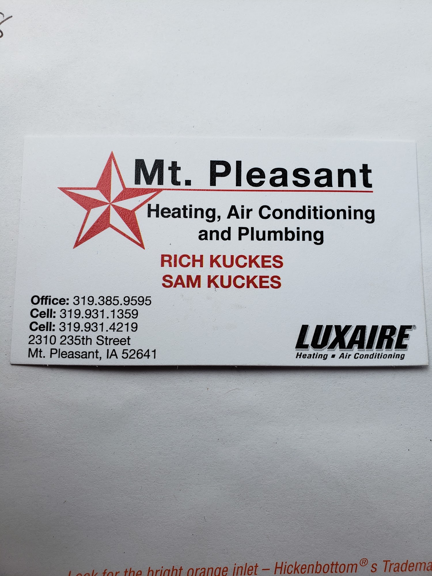 Mt Pleasant Heating Air Conditioning and plumbing.
