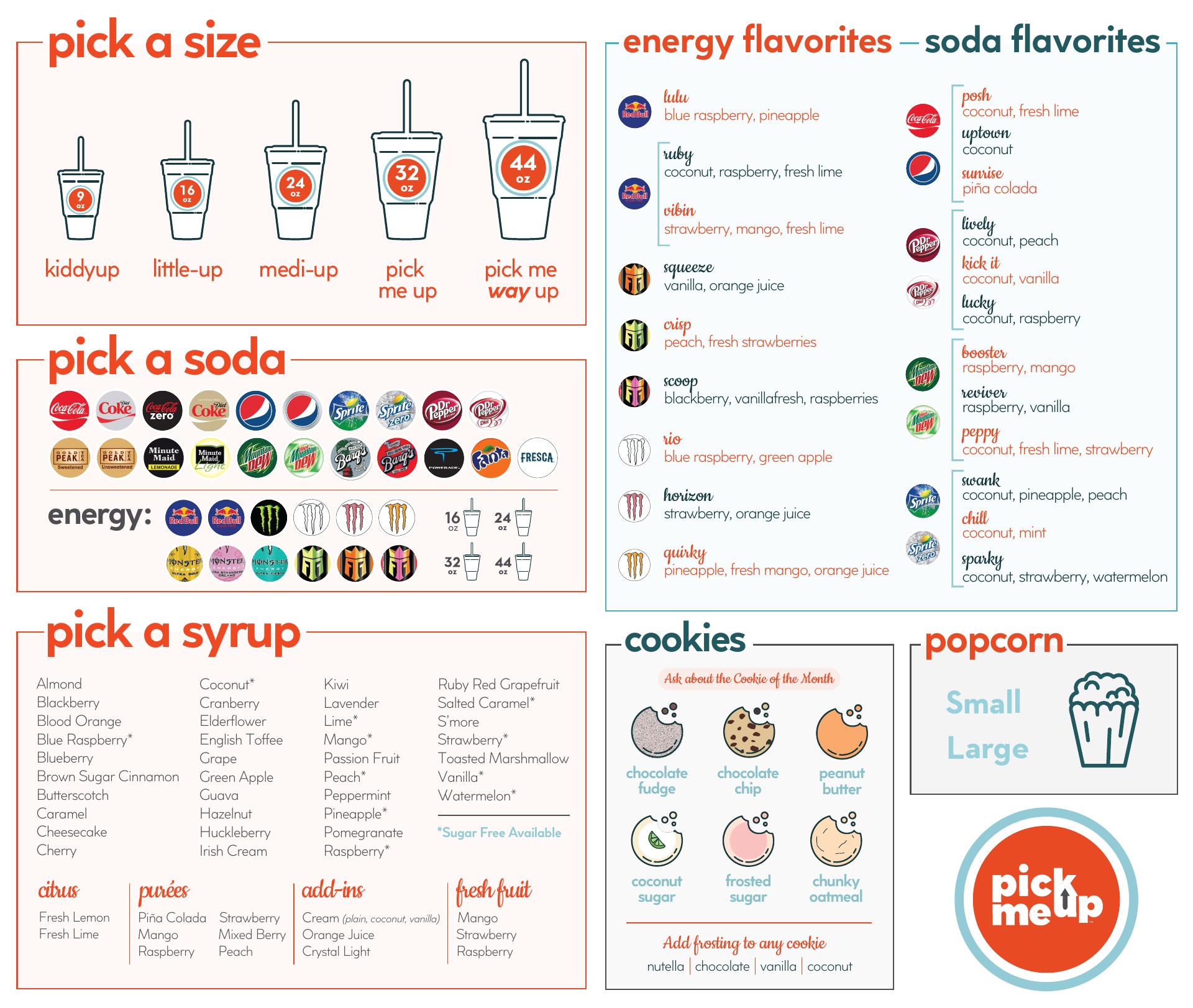 Pick Me Up Drinks Menu