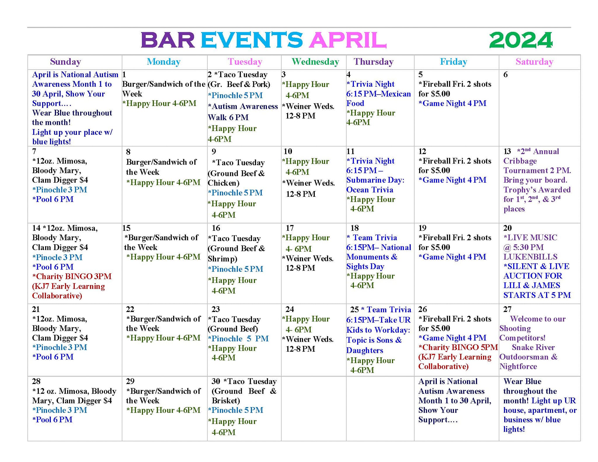 Blackberry Brew andPub/Bottoms Up Menu