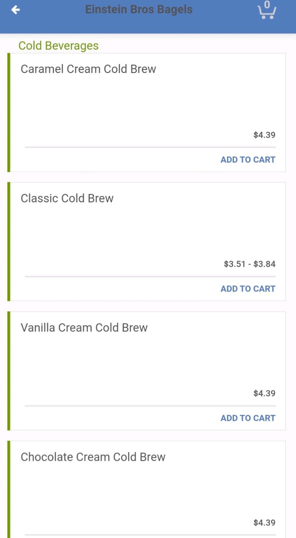 Einstein Bros. Bagels Menu