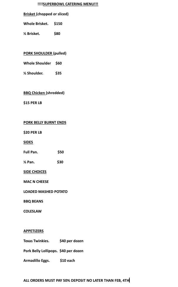 Batchz BBQ Menu