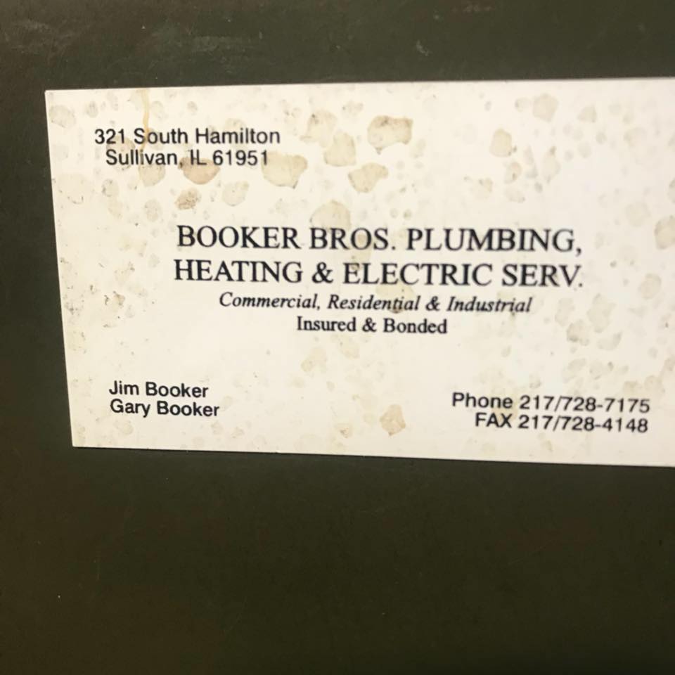Booker Brothers Plumbing Heating 321 S Hamilton St #1, Sullivan Illinois 61951
