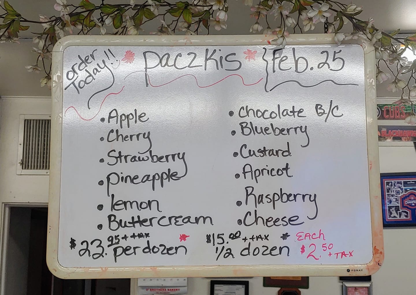 O’Brothers Bakery Menu