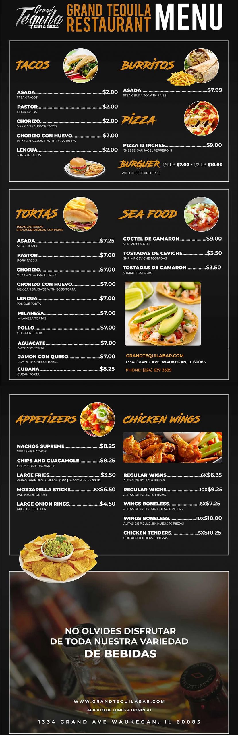 Grand Tequila Bar & Grill Menu