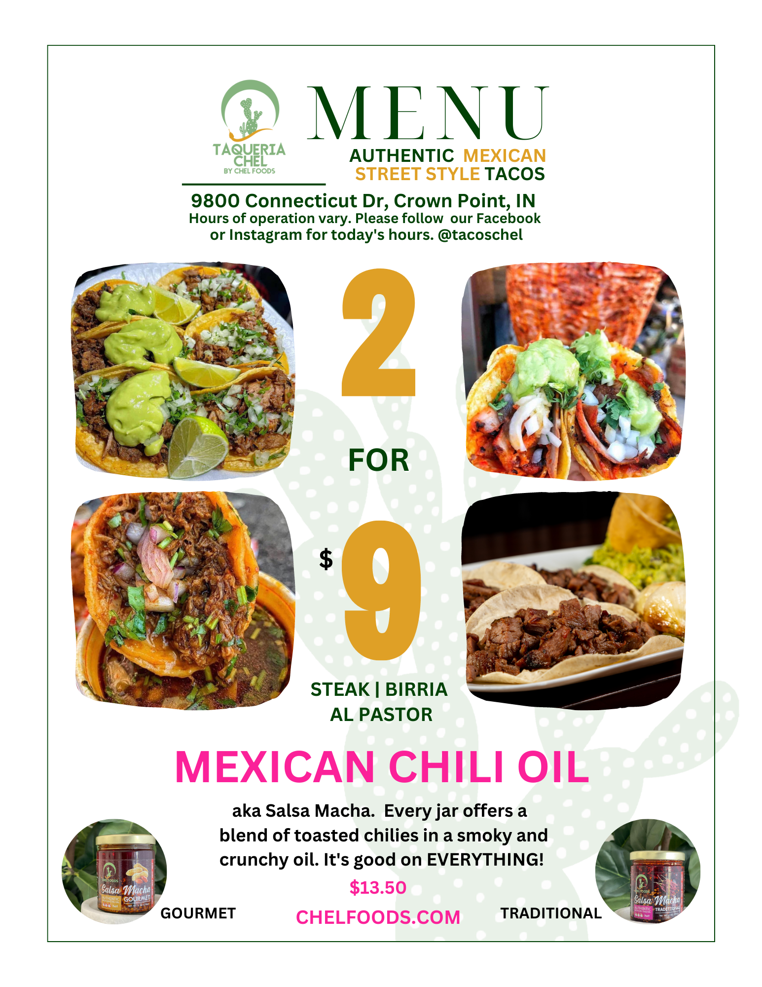 Tacos Chel Menu