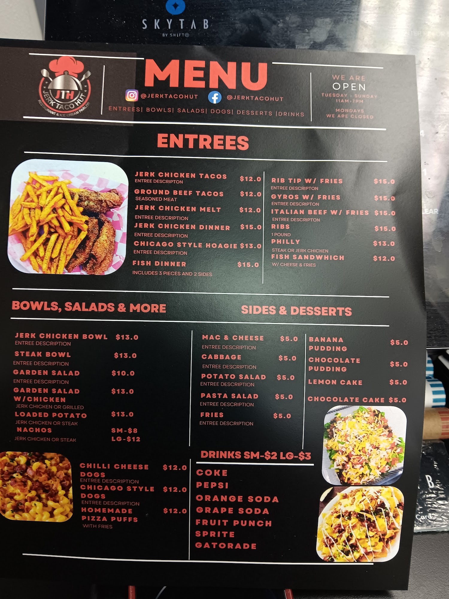 Jerk Taco Hut Menu