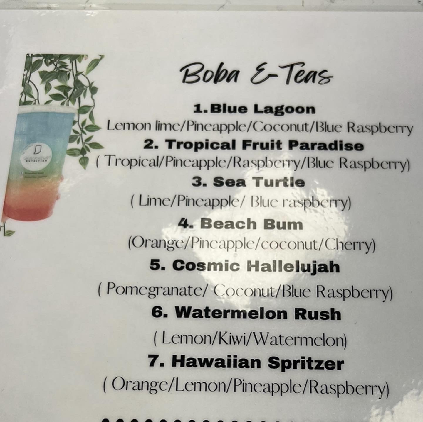 Pendleton Nutrition Menu
