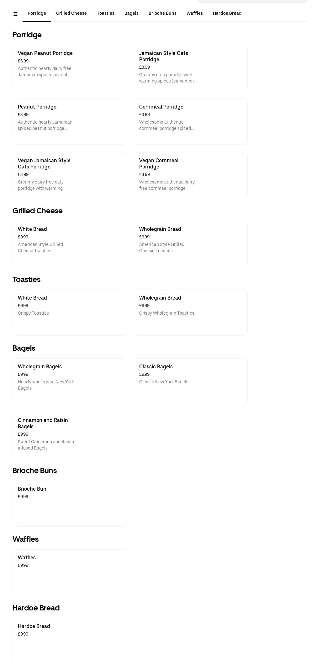 Birchington Fast Food Menu