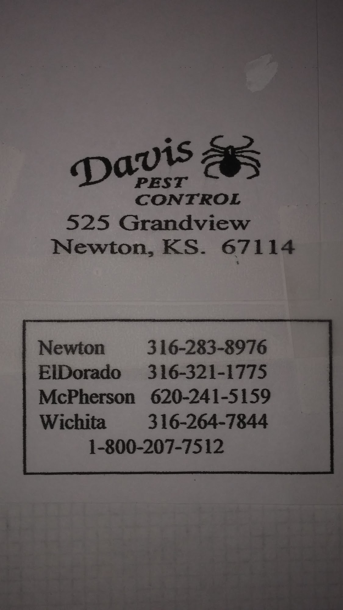 Davis Pest Control 525 Grandview Ave, Newton Kansas 67114