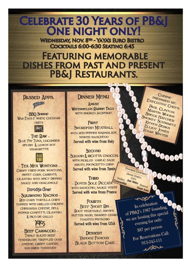 PB&J Restaurant Group Menu