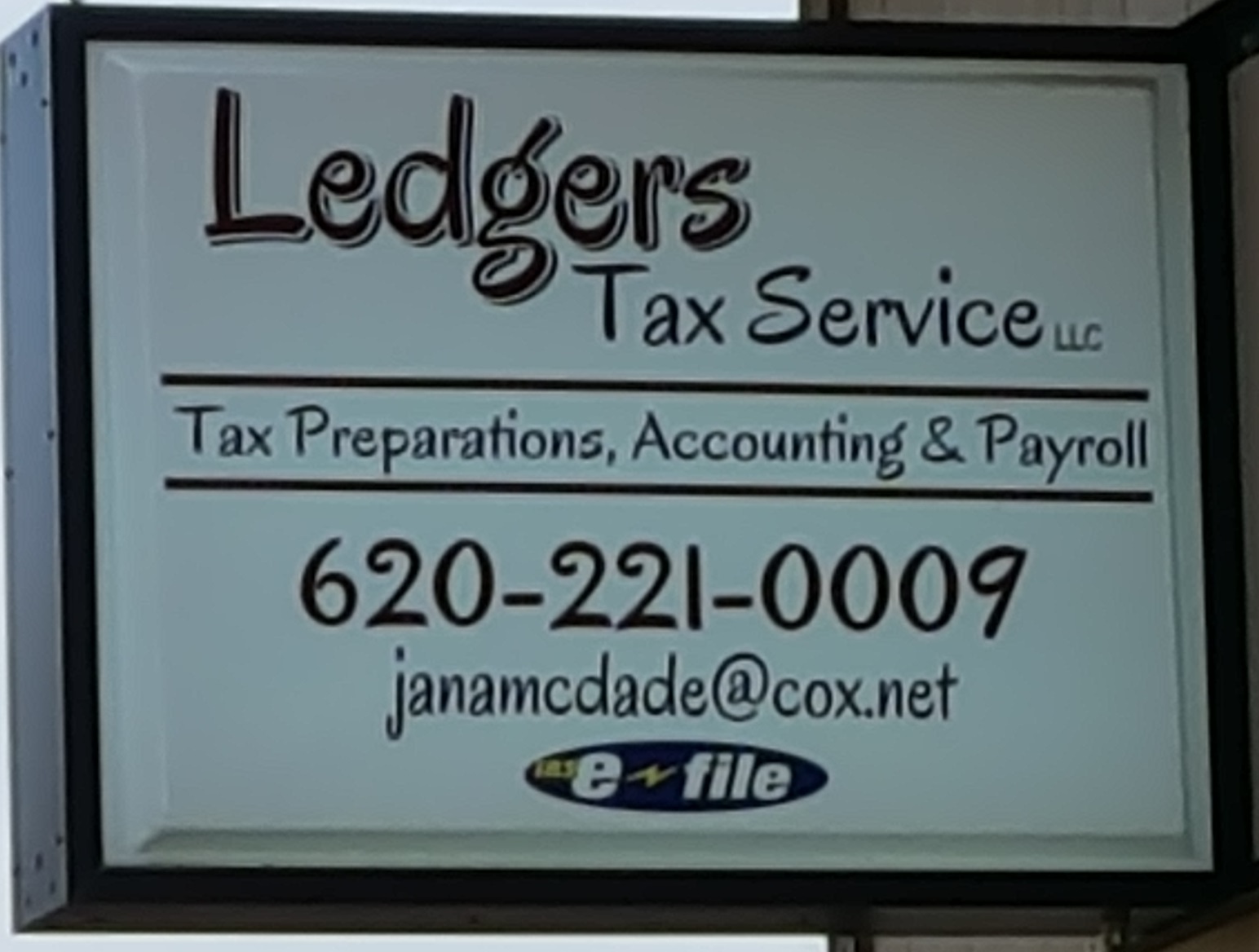 Ledgers Tax Service, LLC 706 Platter St, Winfield Kansas 67156