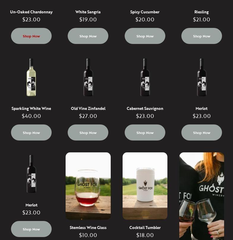 Ghost Fox Winery Menu