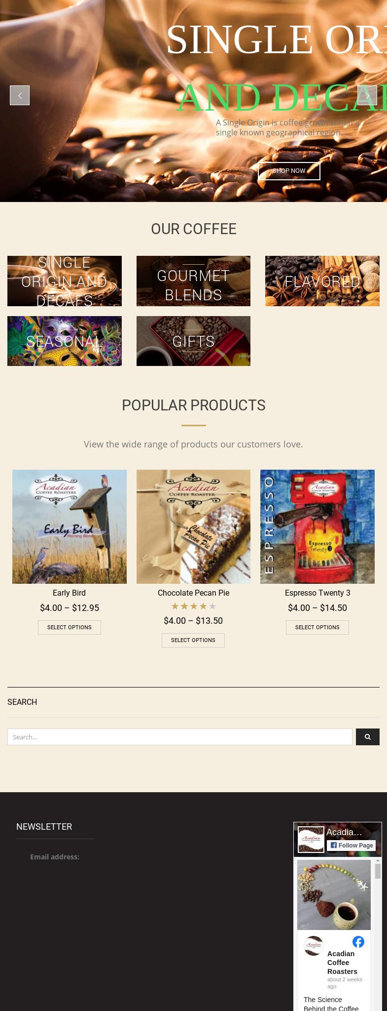 Acadian Coffee Roasters Menu