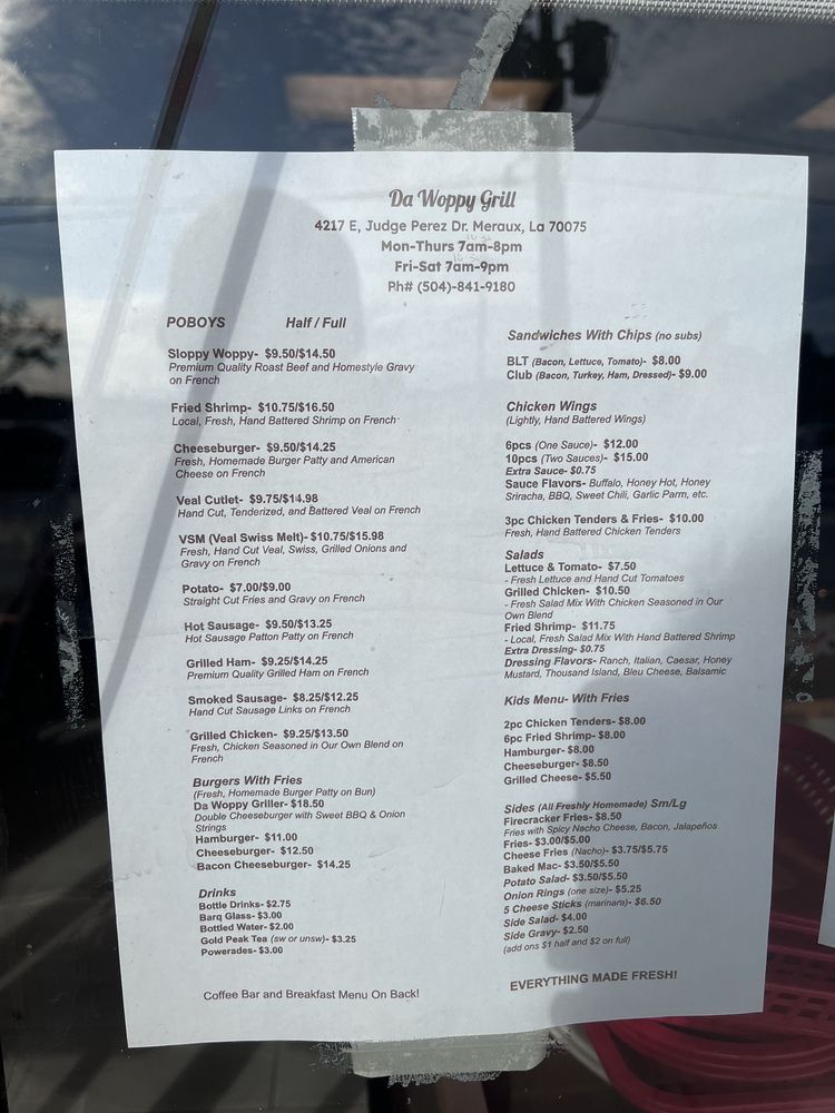 Da Woppy Grill, Meraux Menu, Reviews (33), Photos Restaurantji
