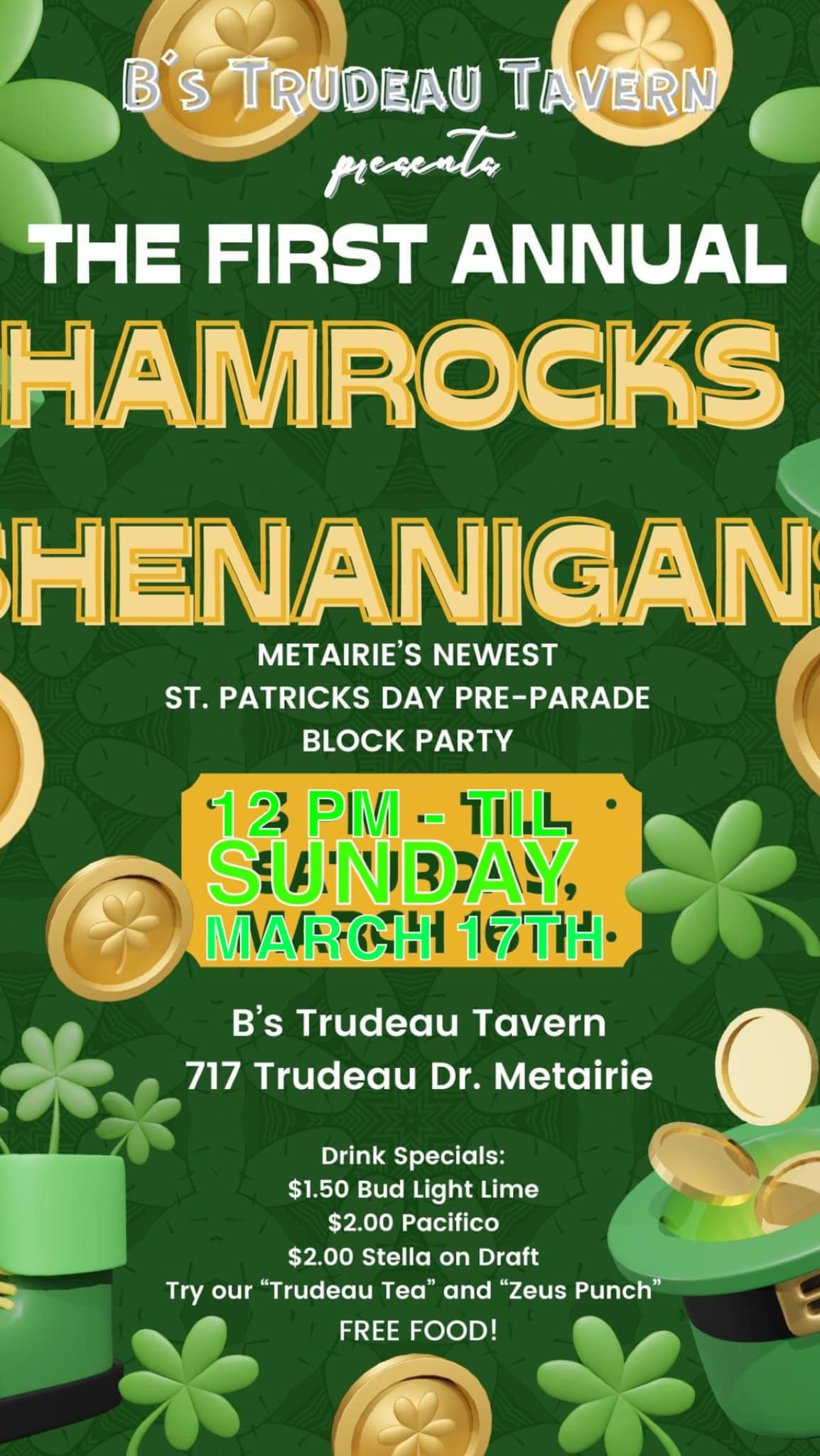 Big's Trudeau Tavern Menu