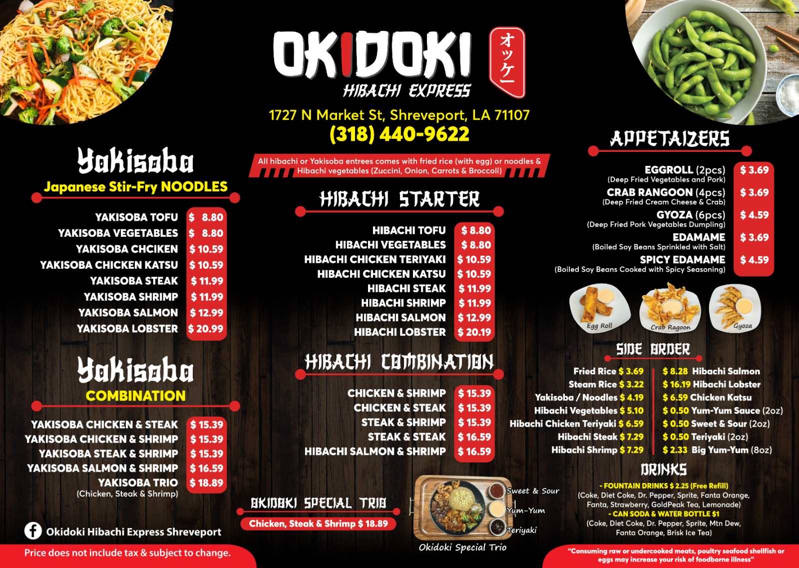 Okidoki Hibachi Express Shreveport Menu