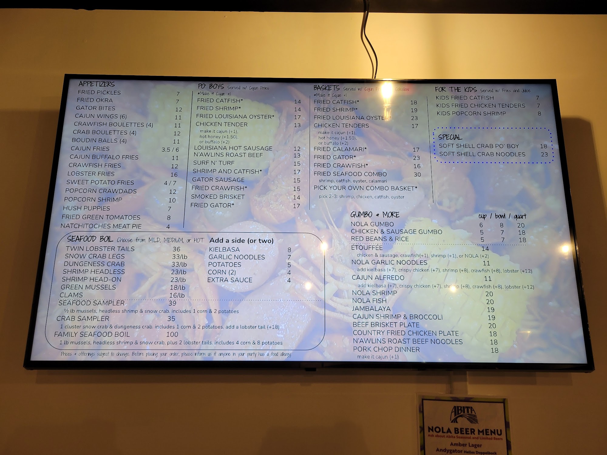 NOLA Cajun Kitchen (Shrewsbury) Menu