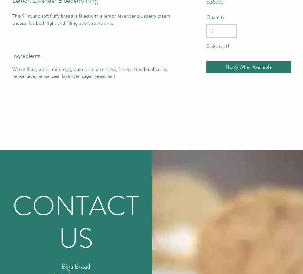 Biga Bread Menu
