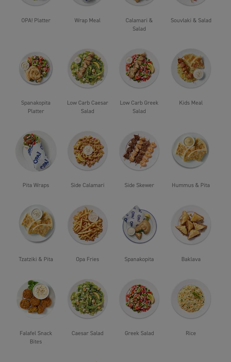 OPA! Of Greece Crossroads Menu