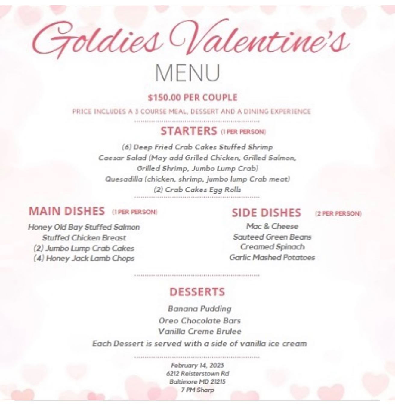 Goldies Seafood East Menu