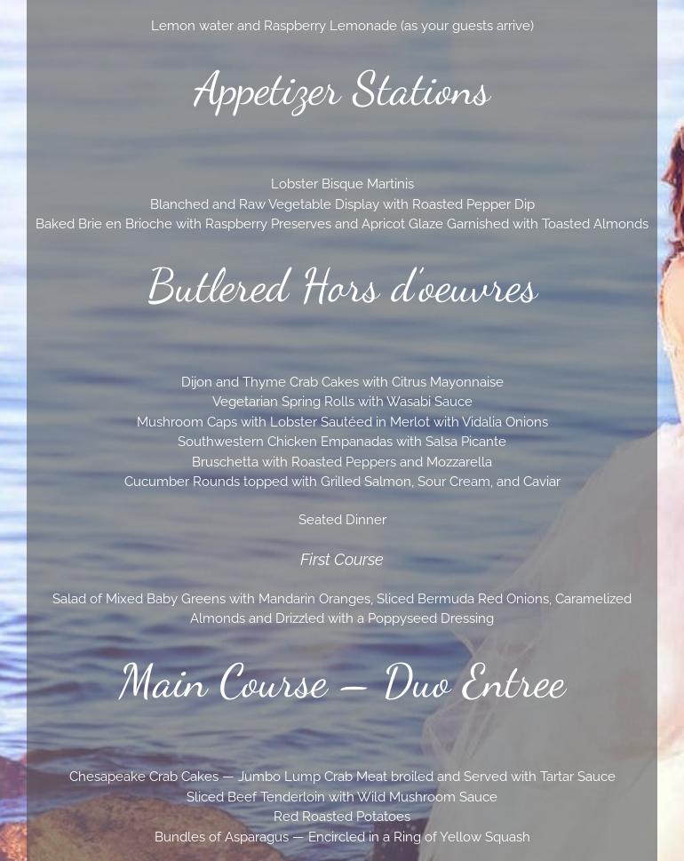 Catering by Uptown Menu