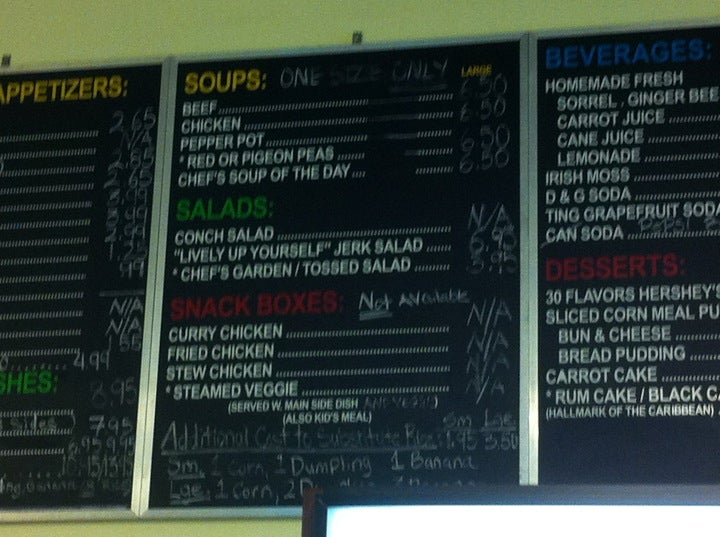 Caribbean Eatery & Ice Cream Menu