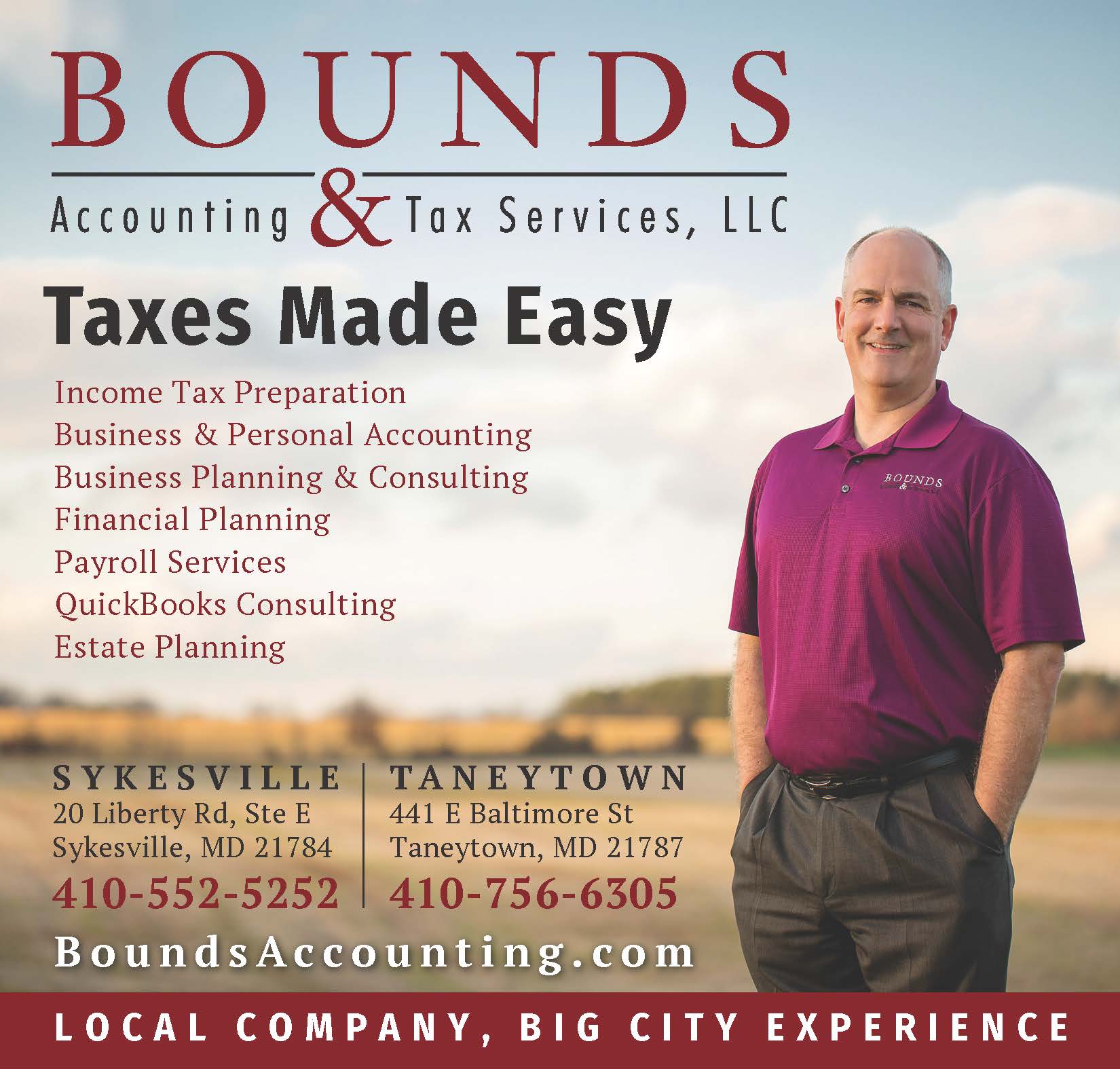 Bounds Accounting & Tax Services, LLC 441 E Baltimore St, Taneytown Maryland 21787