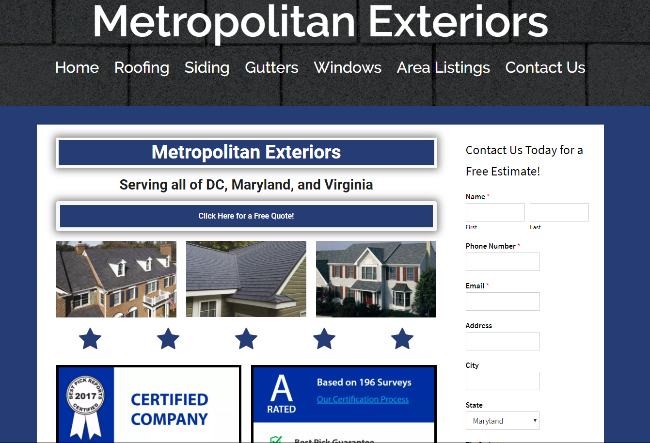 Metropolitan Exteriors, Inc 10580 McConnell Pl, White Plains Maryland 20695