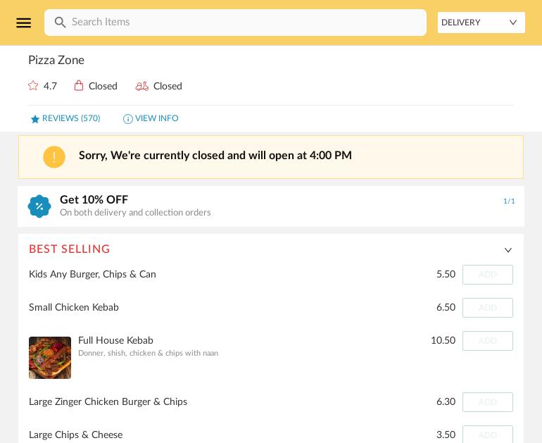 Pizza Zone Menu
