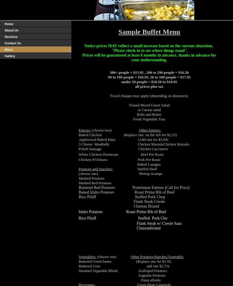 Fremont Catering Menu