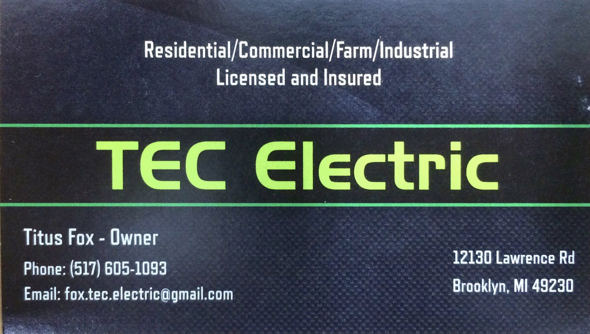 TEC Electric, LLC 12130 Lawrence Rd, Brooklyn Michigan 49230