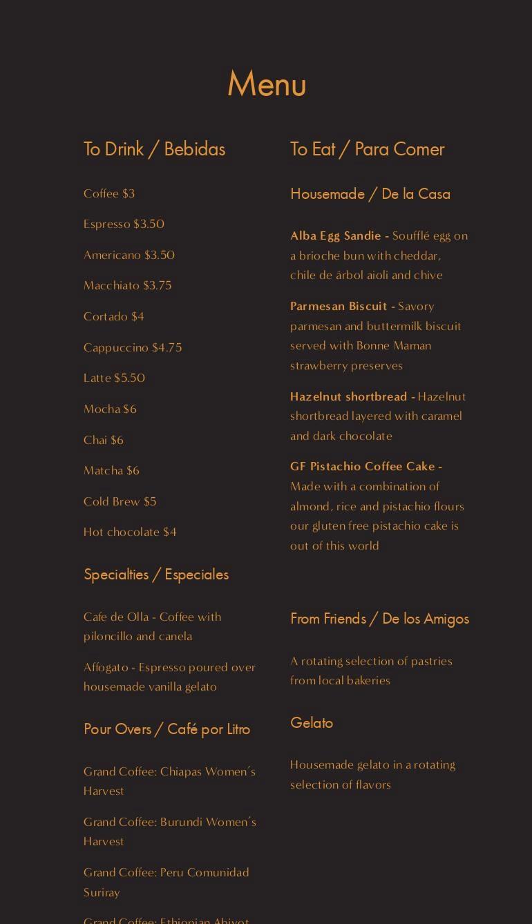 Alba Menu