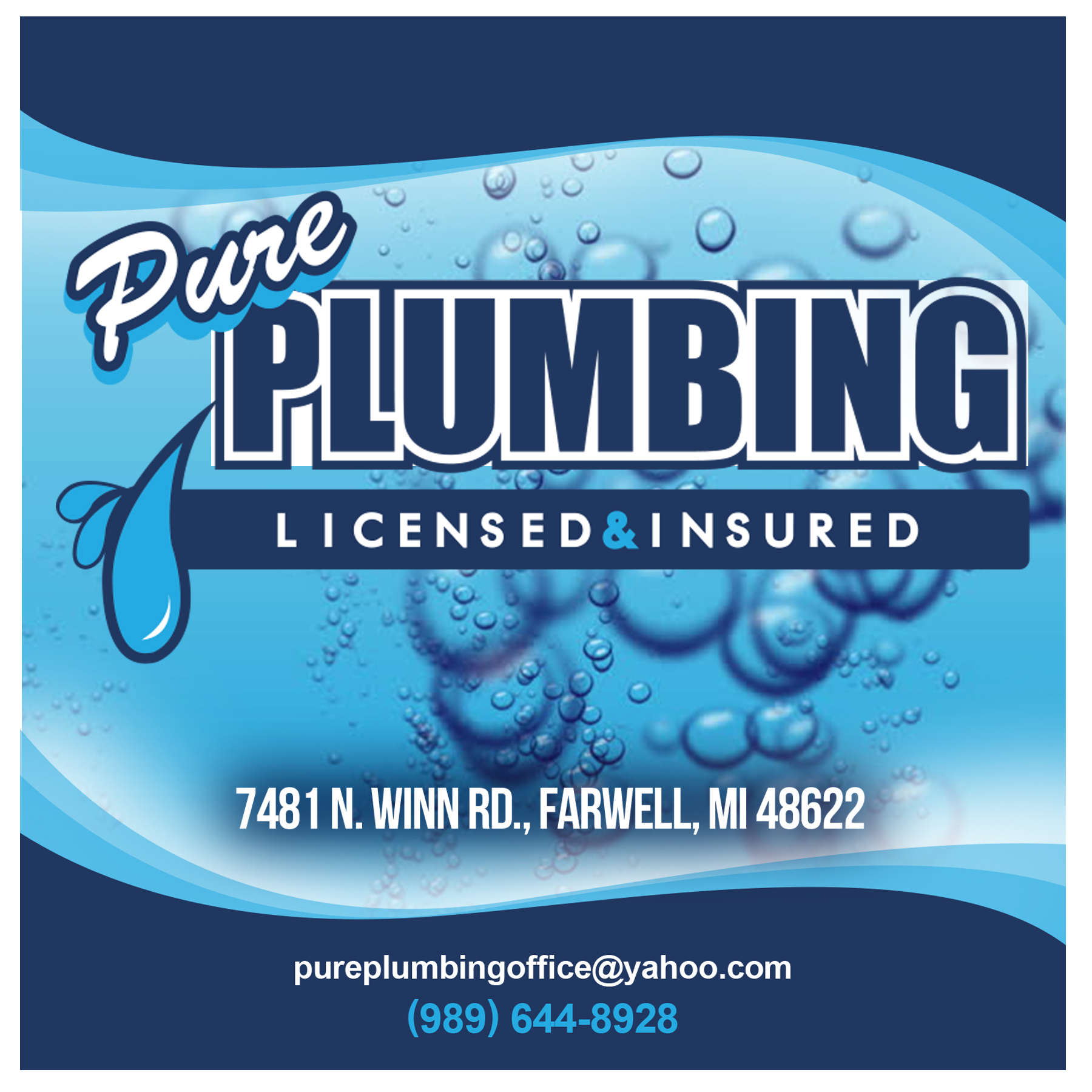 Pure Plumbing LLC 7481 N Winn Rd, Farwell Michigan 48622