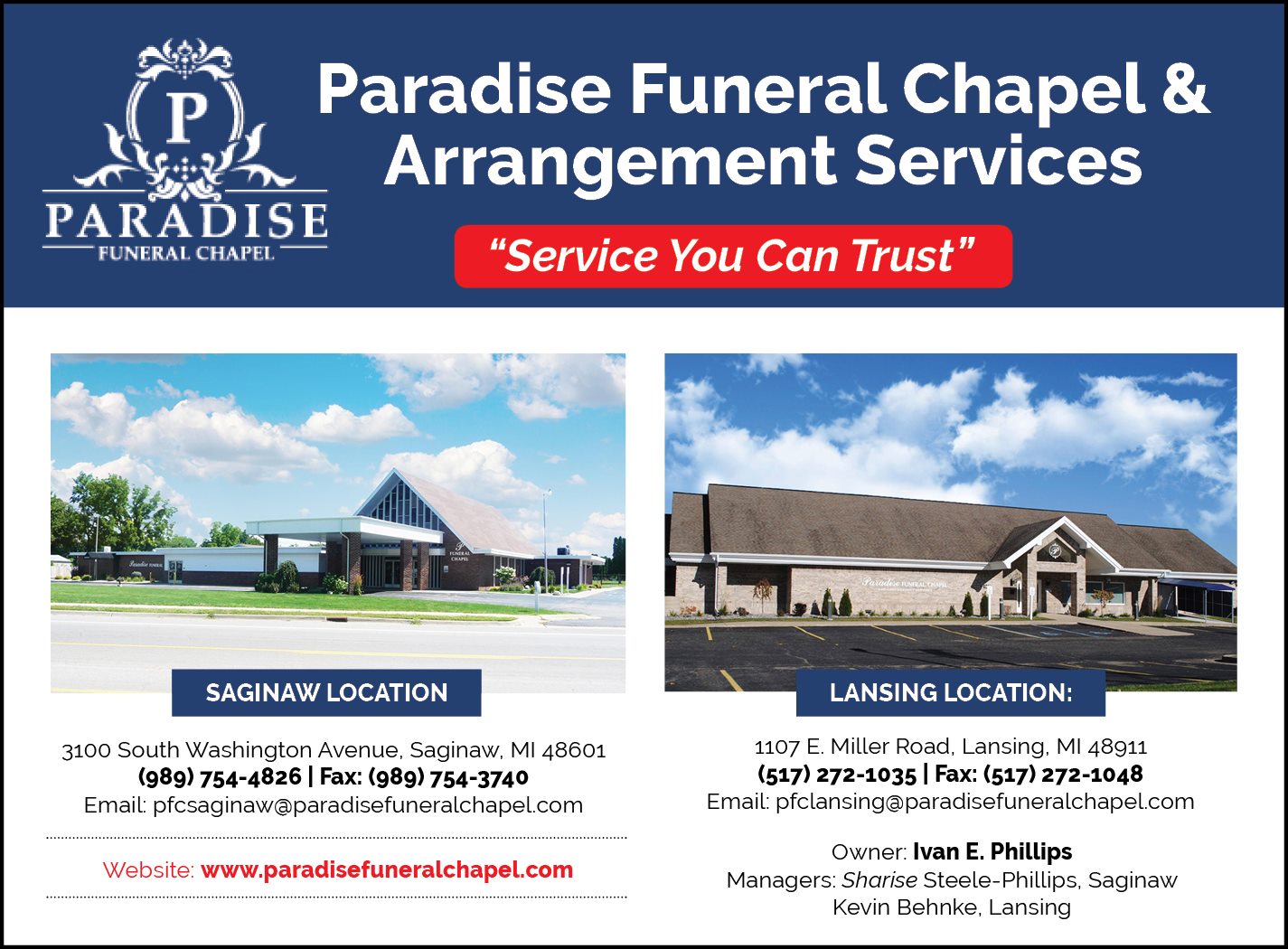 PARADISE FUNERAL CHAPEL Saginaw MI Hours, Directions, Reviews