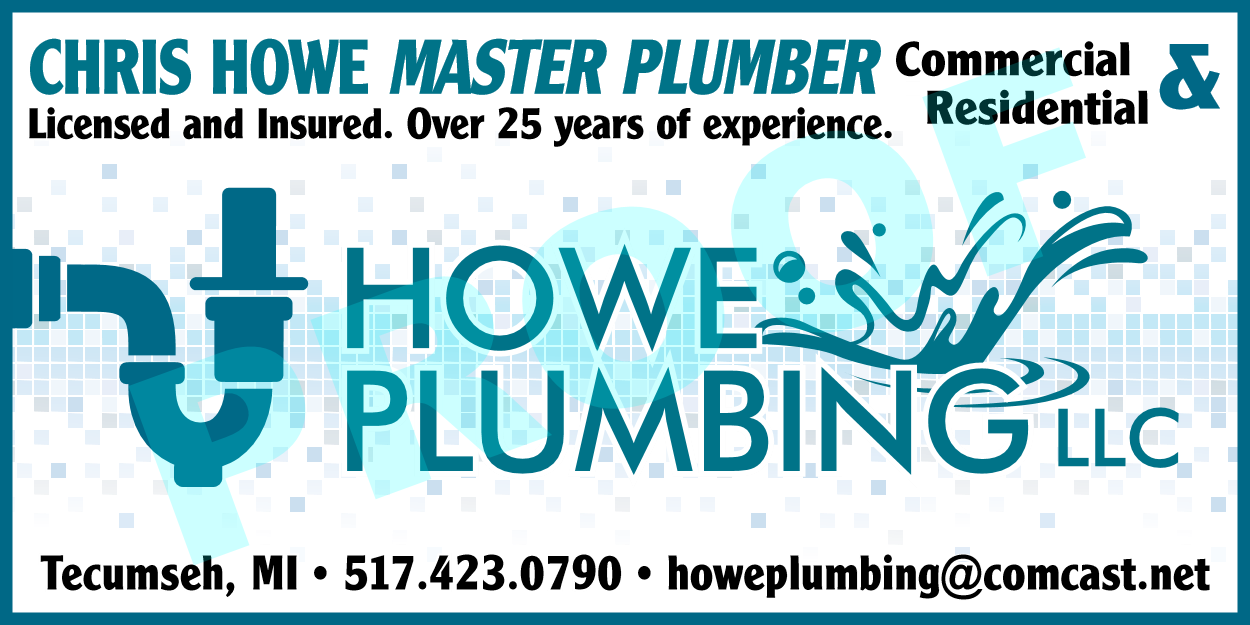 Howe Plumbing, LLC. 115 Bidwell St, Tecumseh Michigan 49286