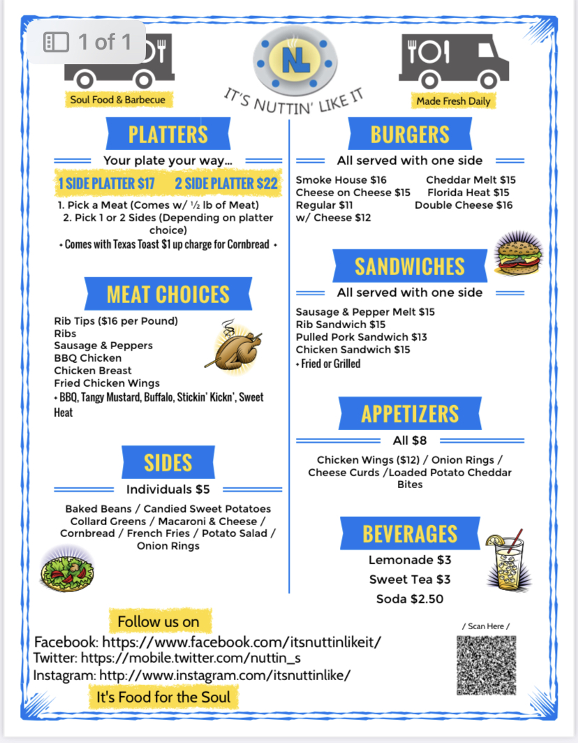 It’s Nuttin’ Like It Menu