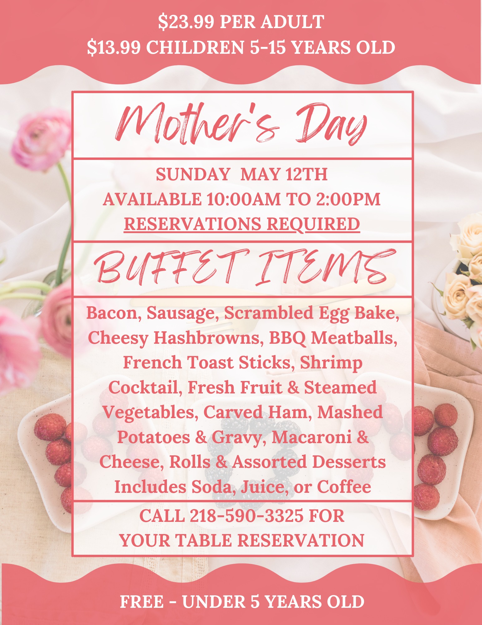 Pike Lake Golf & Beach Menu